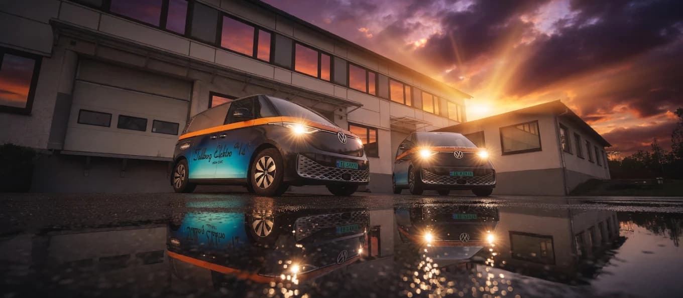Tallberg Elektro firmabiler utenfor kontoret i Oslo